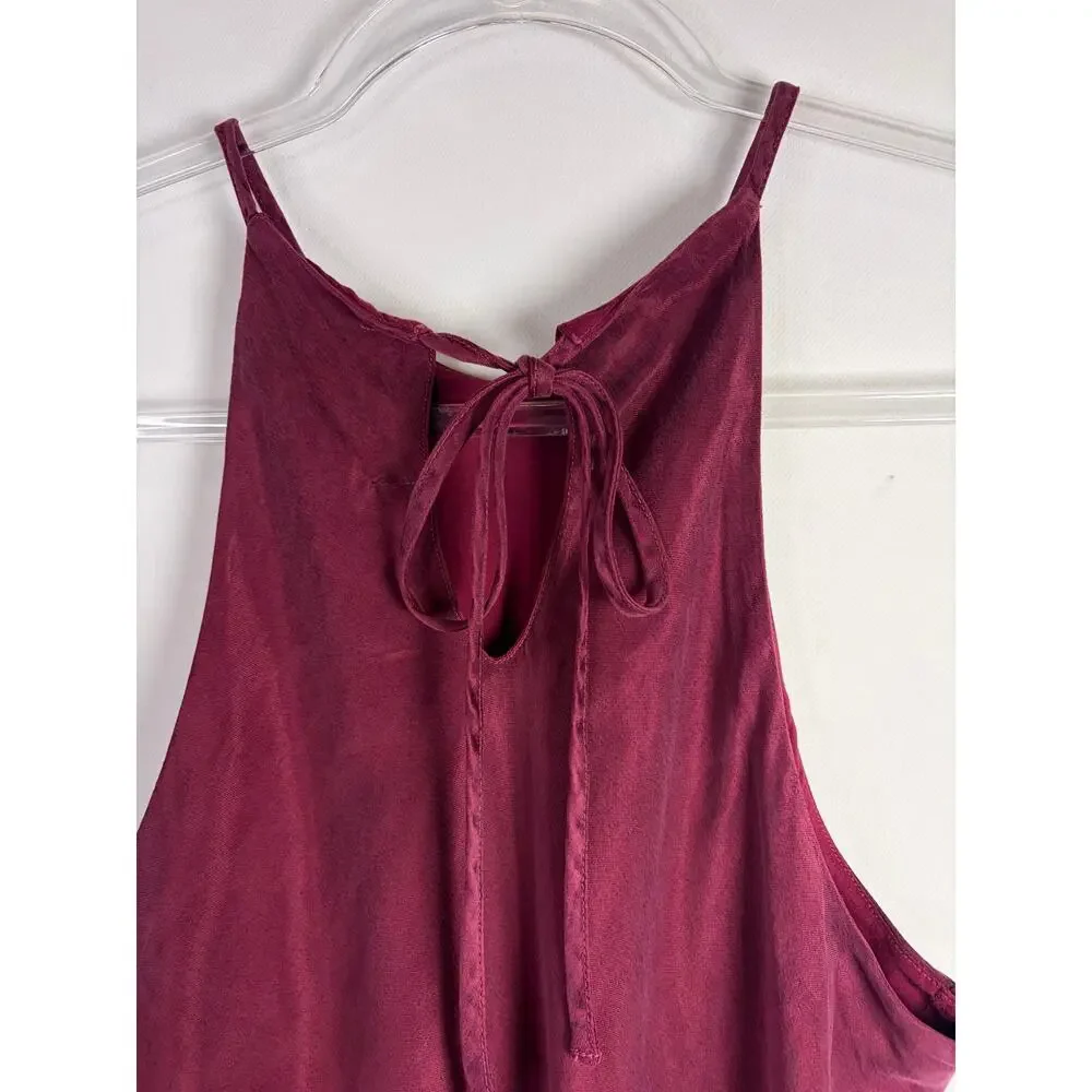 Bella Dahl Deep Plum Cupro Satin Bias Halter and Matching Skirt 2pc Set Small